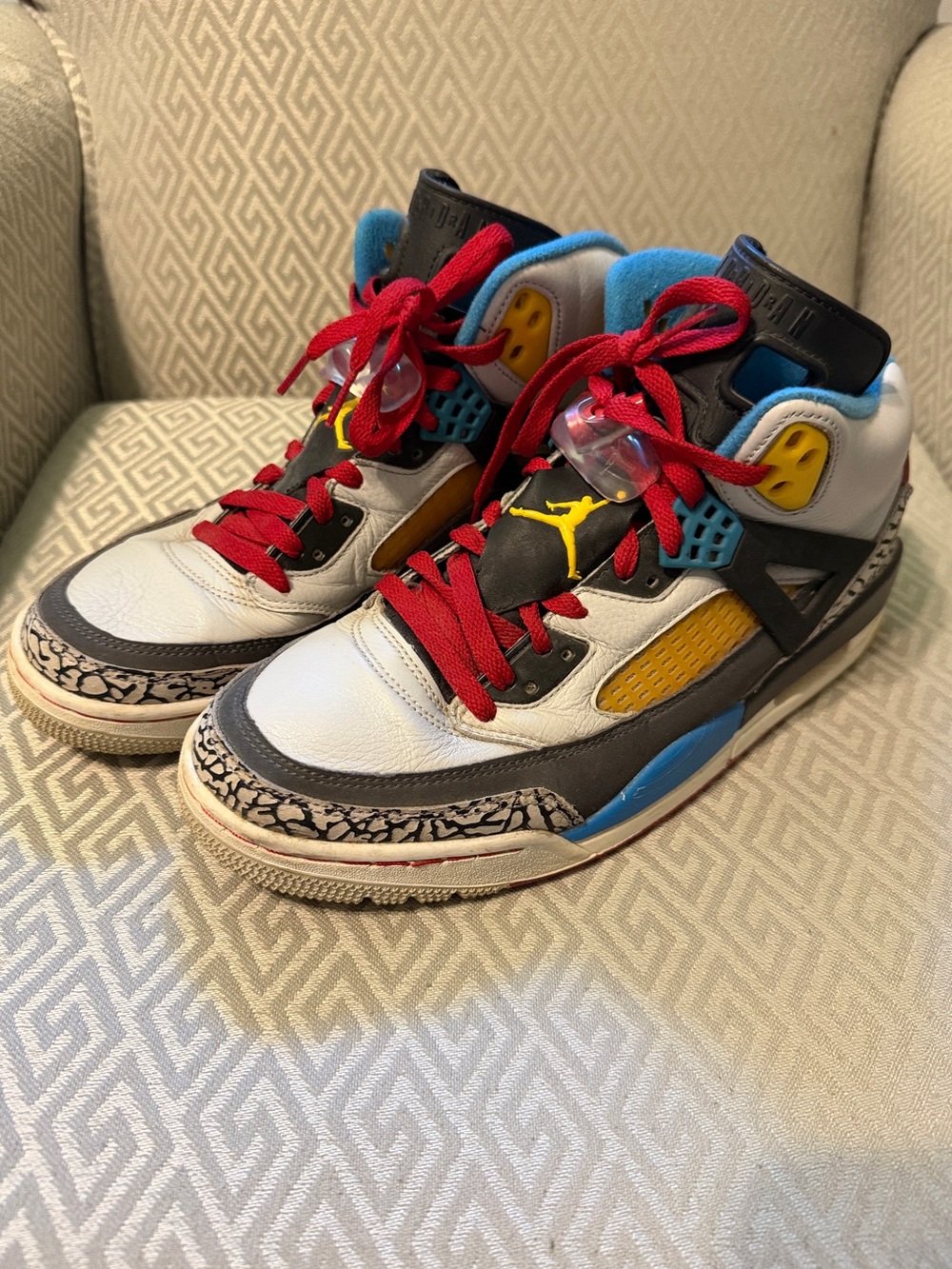 Jordan Multicolor White Red Yellow Blue Retro Style Sneakers